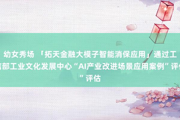 幼女秀场 「拓天金融大模子智能消保应用」通过工信部工业文化发展中心“AI产业改进场景应用案例”评估