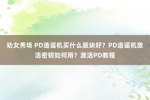 幼女秀场 PD造谣机买什么版块好？PD造谣机激活密钥如何用？激活PD教程