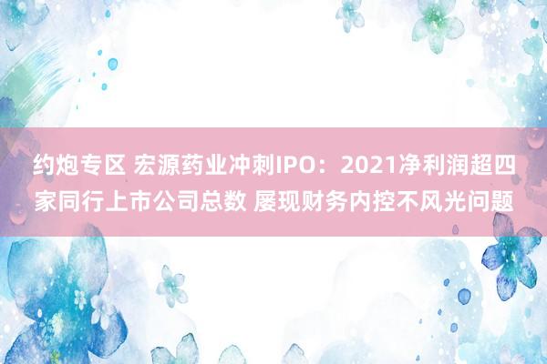 约炮专区 宏源药业冲刺IPO：2021净利润超四家同行上市公司总数 屡现财务内控不风光问题