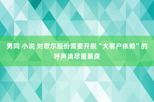 男同 小说 对歌尔股份需要开脱“大客户依赖”的呼声请尽量暴戾