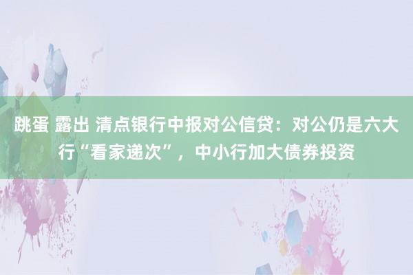 跳蛋 露出 清点银行中报对公信贷：对公仍是六大行“看家递次”，中小行加大债券投资