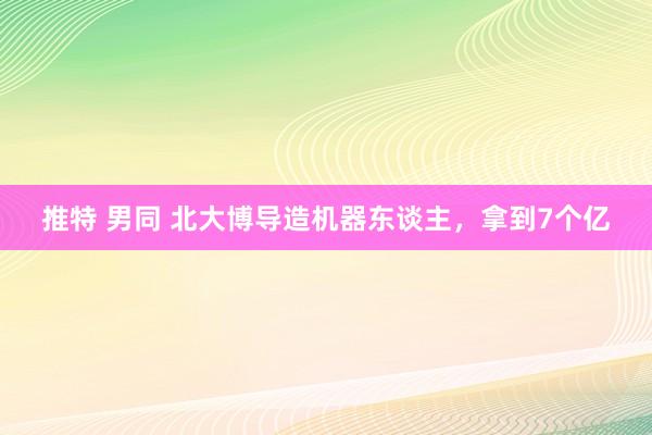 推特 男同 北大博导造机器东谈主，拿到7个亿