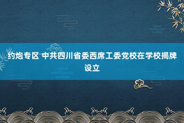 约炮专区 中共四川省委西席工委党校在学校揭牌设立