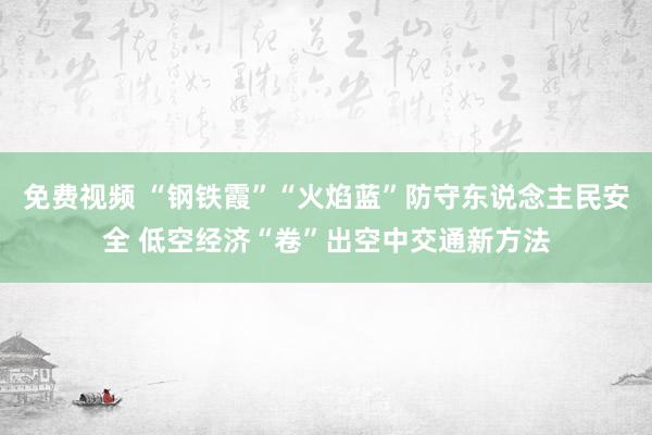 免费视频 “钢铁霞”“火焰蓝”防守东说念主民安全 低空经济“卷”出空中交通新方法